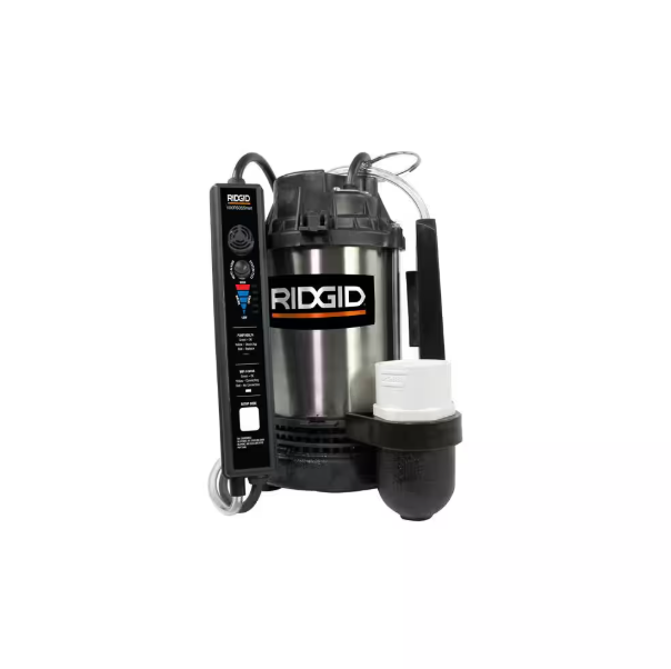 RIDGID 1 hp. Stainless Steel Smart Dual Suction Submersible Sump Pump