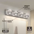 Artika Oracle 27 in. 4 Light Chrome Modern Integrated LED 5 CCT Vanity Light Bar for Bathroom with Bubble Glass