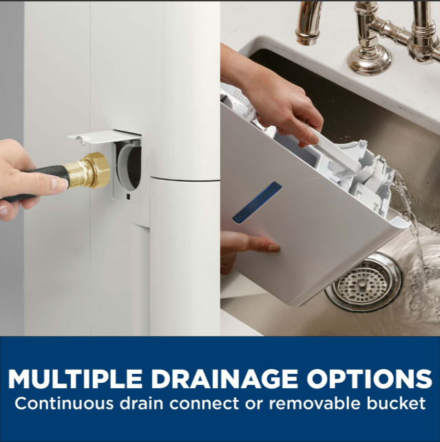 GE® 50 Pint Portable Dehumidifier with Smart Dry for Wet Spaces