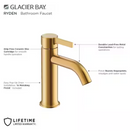 Glacier Bay Ryden Single Hole Single-Handle Bathroom Faucet in Brushed Gold
