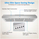 Velivi 36 in. 600 CFM Convertible Ductless Under Cabinet Range Hood With 3 Speed Exhaust Fan and 2 LED Lights, Stainless Steel