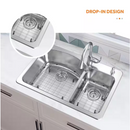 Glacier Bay Bratten 33 in. Drop-In 60/40 Double Bowl 18 Gauge Stainless Steel Kitchen Sink with Pull-Down Faucet