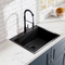 25 in. Drop-in Single Bowl 18 Gauge Black Stainless Steel Kitchen Sink