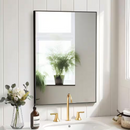 Lirago 24 in. W x 36 in. H Rectangular Metal Framed Bathroom Wall Mirror in Black