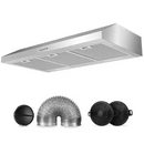 Velivi 36 in. 600 CFM Convertible Ductless Under Cabinet Range Hood With 3 Speed Exhaust Fan and 2 LED Lights, Stainless Steel
