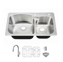 Glacier Bay 33 in. Drop-In 60/40 Double Bowl 18 Gauge Stainless Steel Kitchen Sink, No Faucet, No Installtion Kit (Local Pick up Only)