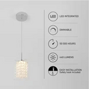 Artika Crystal Cube 5.5-Watt 1 Light Chrome Modern Integrated LED Mini Pendant Light Fixture for Kitchen Island