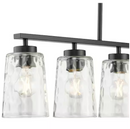 Mauzy Collection 5-Light Matte Black Transitional Linear Chandelier with Clear Water Glass Shade for Dining Room