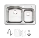 Glacier Bay 33 in. Drop-In 60/40 Double Bowl 18 Gauge Stainless Steel Kitchen Sink, No Faucet, No Installtion Kit (Local Pick up Only)
