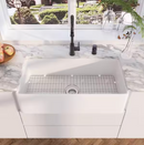 Eridanus Denbigh White Fireclay 36 in. x 18 in. Farmhouse Apron Single Bowl Kitchen Sink with Bottom Grid and Basket Strainer (Local Pickup Only)