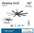 MINKA-AIRE Xtreme H2O 52 in. Indoor/Outdoor 6-Fan Speeds Ceiling Fan in Smoked Iron with Remote Control