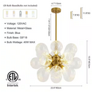 Y'INSP Aureli Sphere 18-Light Antique Brass Cluster Chandelier with Clear Sputnik Swirled Bubble Glass Shades for Dining Room