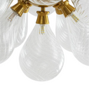 Y'INSP Aureli Sphere 18-Light Antique Brass Cluster Chandelier with Clear Sputnik Swirled Bubble Glass Shades for Dining Room