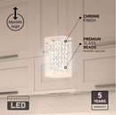 Artika Crystal Cube 5.5-Watt 1 Light Chrome Modern Integrated LED Mini Pendant Light Fixture for Kitchen Island