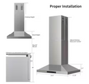 Stainless Steel Island Mount Range Hood Dimensions and Installation Guide