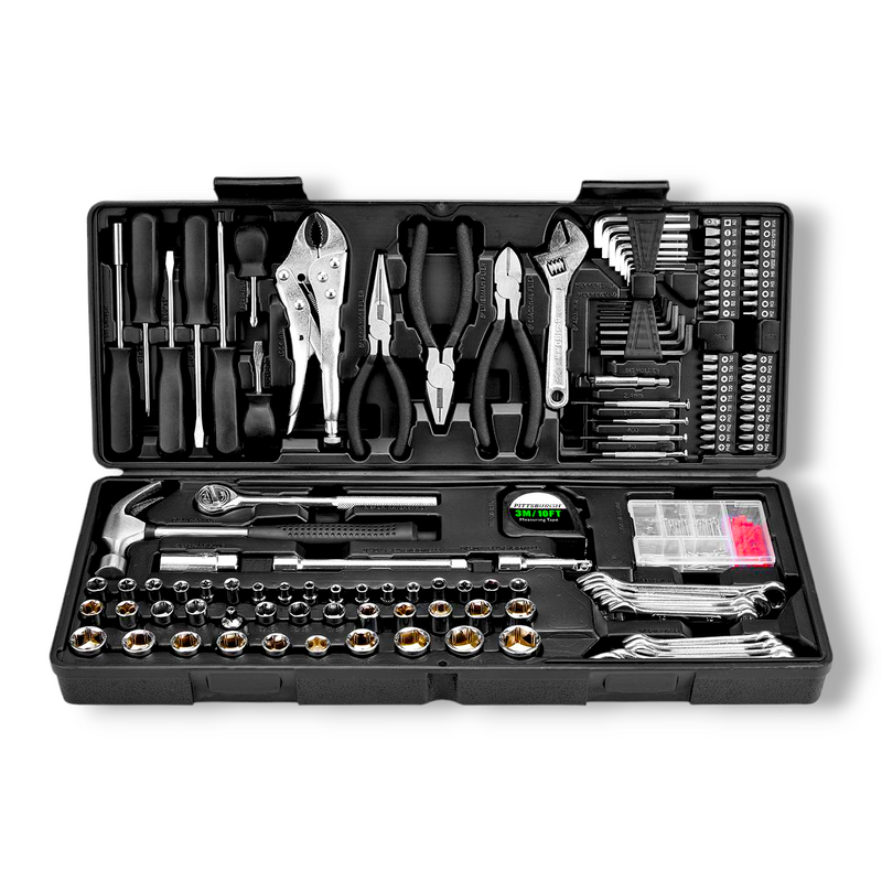 Multiple Tool Set 130 Piece Forged Steel Home and Automotive Repair Tool Kit with Case Pliers, Wrenches Home Shop Car Garage