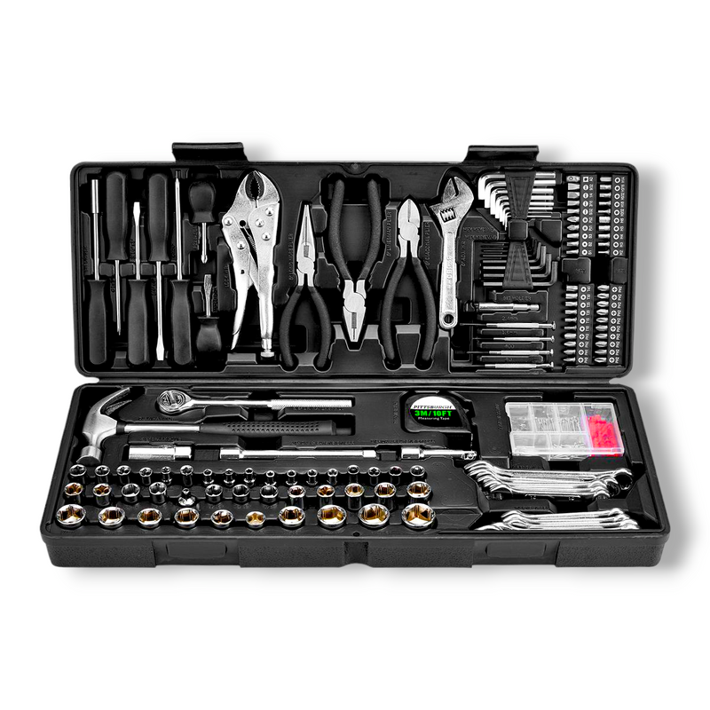 130 Pc Forged Steel Tool Set - Home & Auto Repair Kit with Case 130 Pc Forged Steel Tool Set - Home & Auto Repair Kit with Case