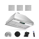 Tylza 30 inch 900 CFM insert range hood stainless steel with filters, duct pipe, remote and accessories