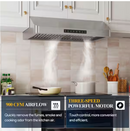 VIKIO 30 inch stainless steel under cabinet range hood installed in modern kitchen