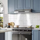 VIKIO stainless steel under cabinet vent hood in modern kitchen setup