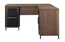 Thomasville Alderbrook 60"W L-Shaped Corner Desk With Integrated Power Outlet, Walnut/Matte Black