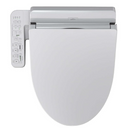 White elongated heated bidet toilet seat with SoftClose lid