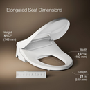 elongated bidet toilet seat dimension diagram showing size and fit measurements