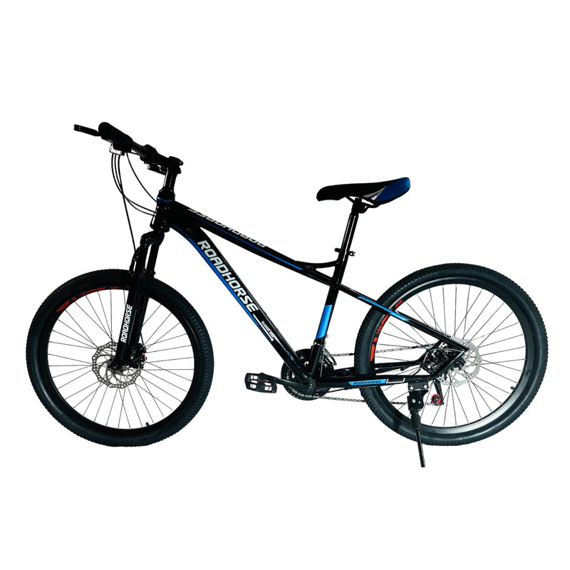 Mountain Bike, Carbon Steel Frame, 24 Inches Wheels, 21 Speeds, Blue & Black Color